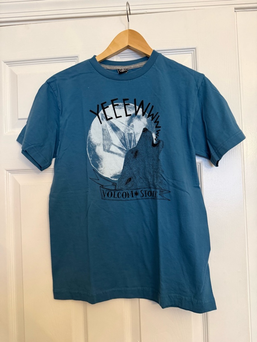 Volcom Men’s Teal Blue Wolf Graphic Short-Sleeve Tee